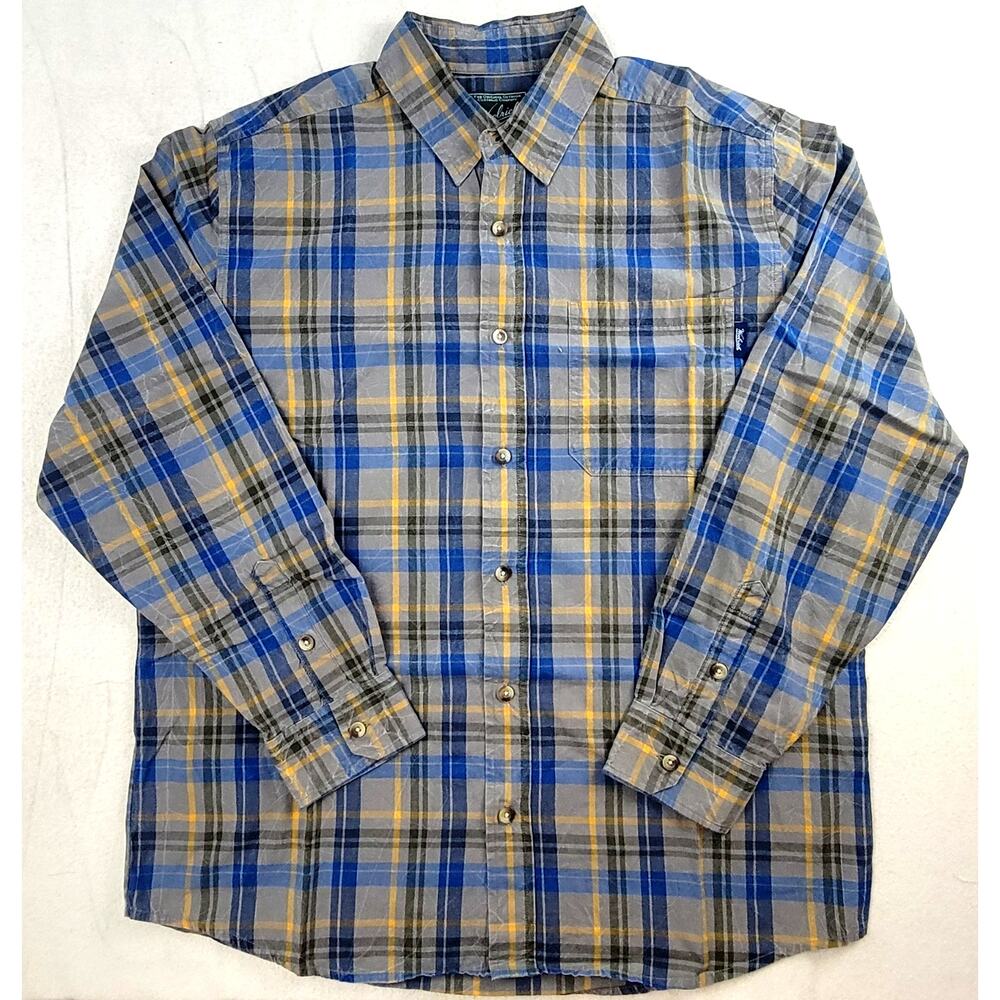 Woolrich Plaid Button Up Shirt Men’s L Olive Green Workwear Outdoors